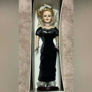 Porcelain Doll Butterfly Kisses Precious Collectible Black Evening Gown. New